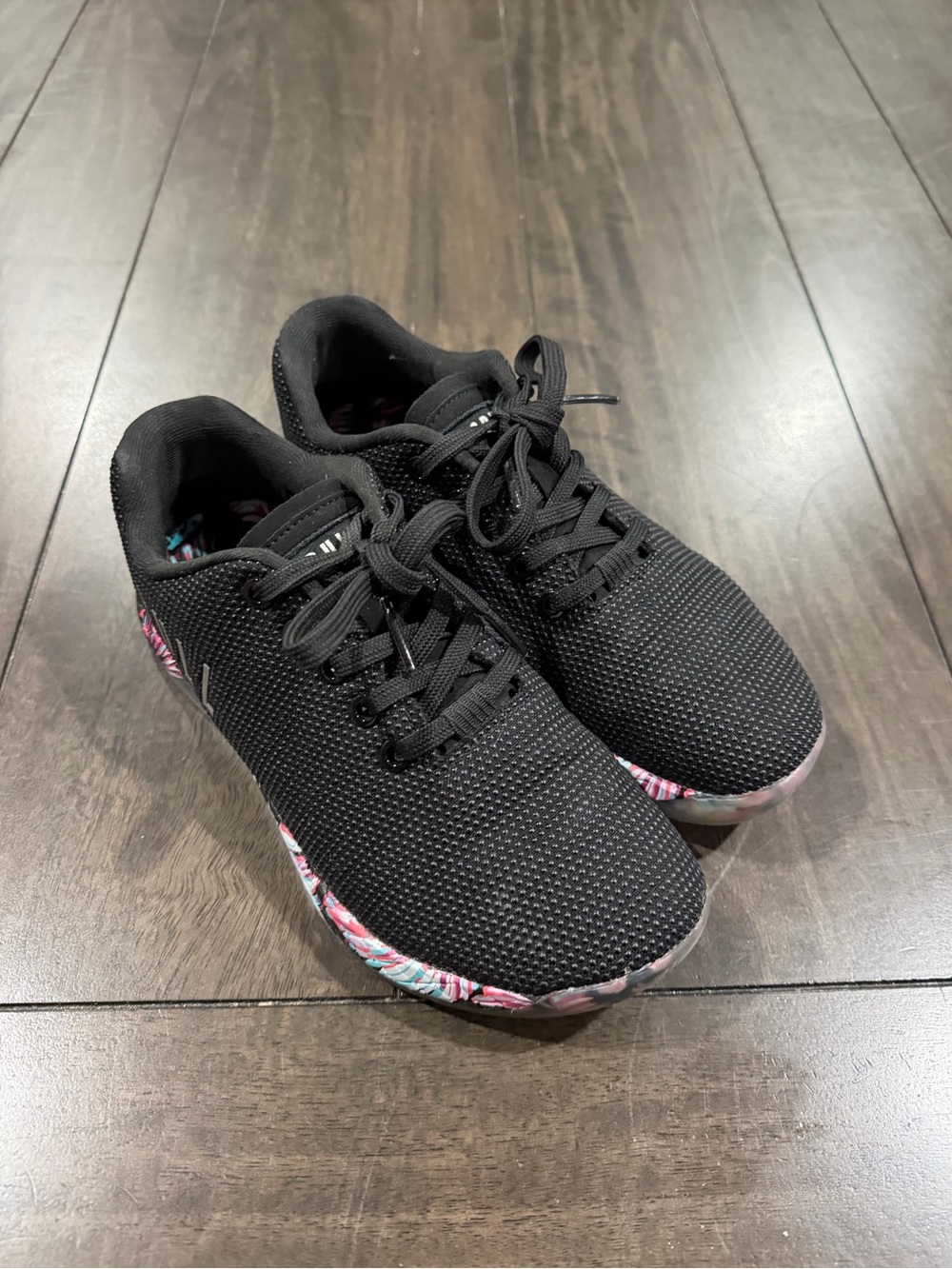 NOBULL Black Knit Trainers with Multicolor Floral Midsole - Picture 5 of 12